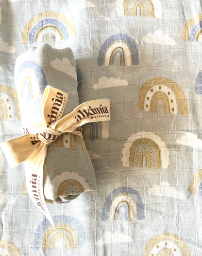 Muselina arcoíris azul