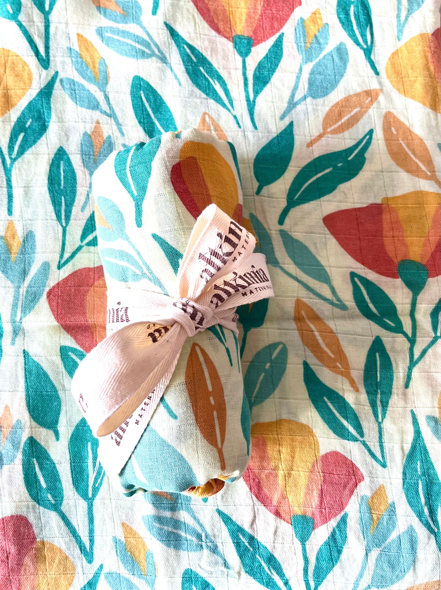 Muselina floral naranja